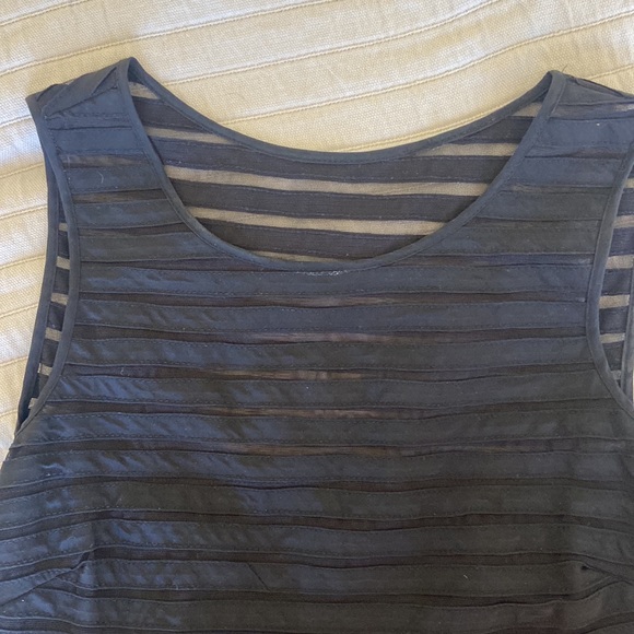 Black lined dress, side zipper, see through neck/ base skirt & skirt flares out - Picture 4 of 6